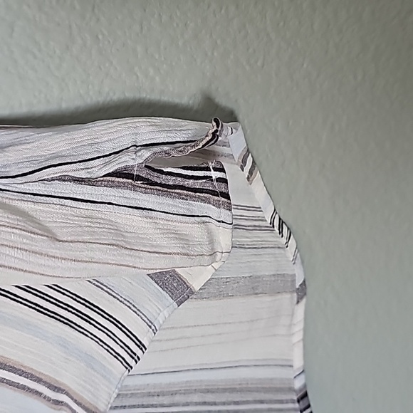 Fortune + Ivy Blake Coastal Cool tie button front striped Shirttail blouse large - Picture 8 of 11